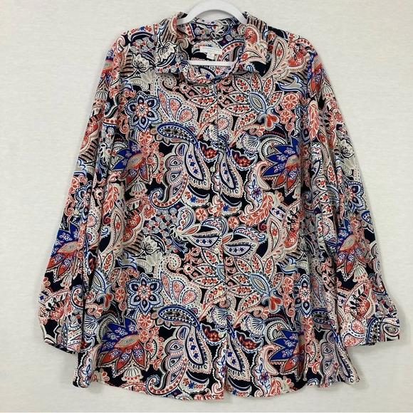 Charter Club Multi Color Paisley Long Sleeve Button Down size 2X - Picture 1 of 10